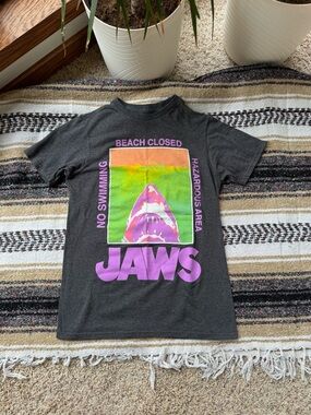 Jaws Graphic Tee - Black with Neon Print